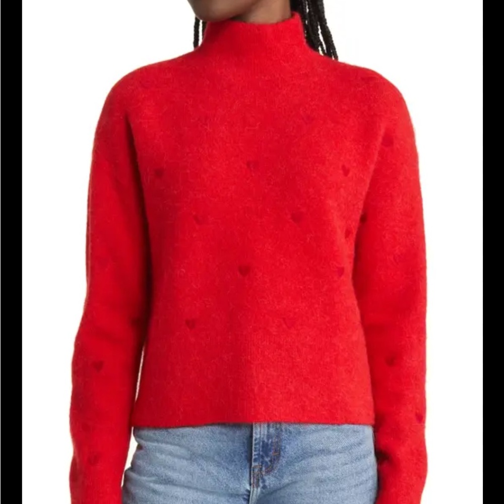 & OTHER STORIES Heart Turtleneck Sweater In Red W. Hearts
